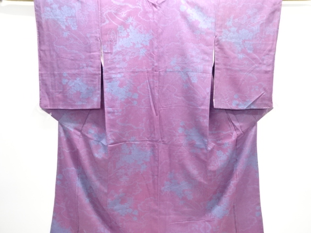 JAPANESE KIMONO / ANTIQUE KIMONO / TAISHO ROMAN STYLE / SILK / WOVEN FLORAL CART